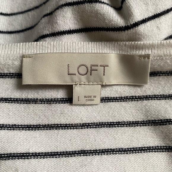 LOFT striped sweater with frilly flared cuffs and boat neckline size large - Picture 6 of 7